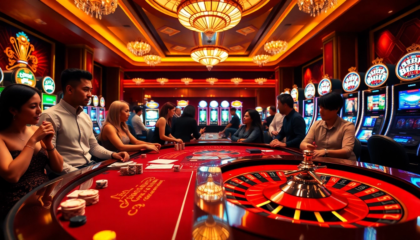 Experience the thrill of viral4d gaming at a luxurious casino with vibrant tables and exciting players.