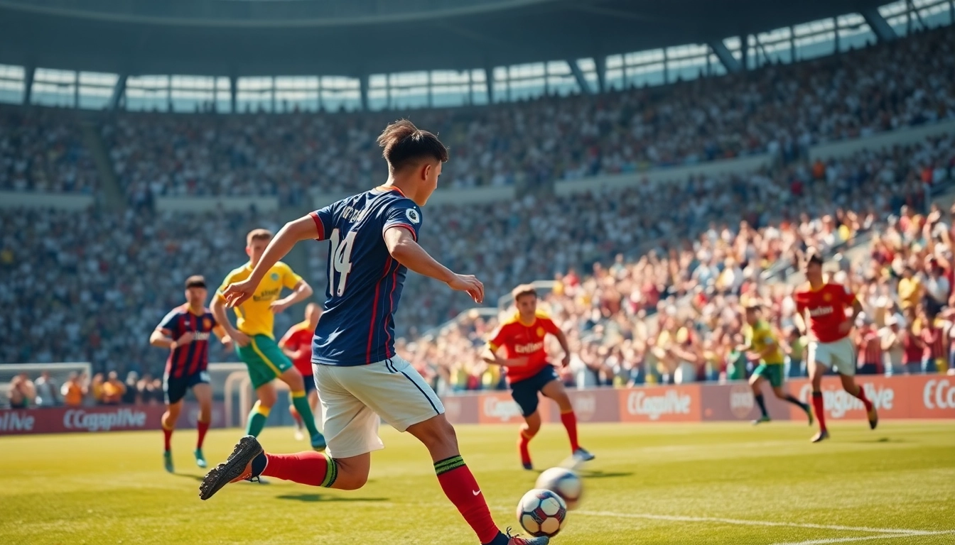 Bóng đá socolive match showcasing vibrant players in action on a sunny day.