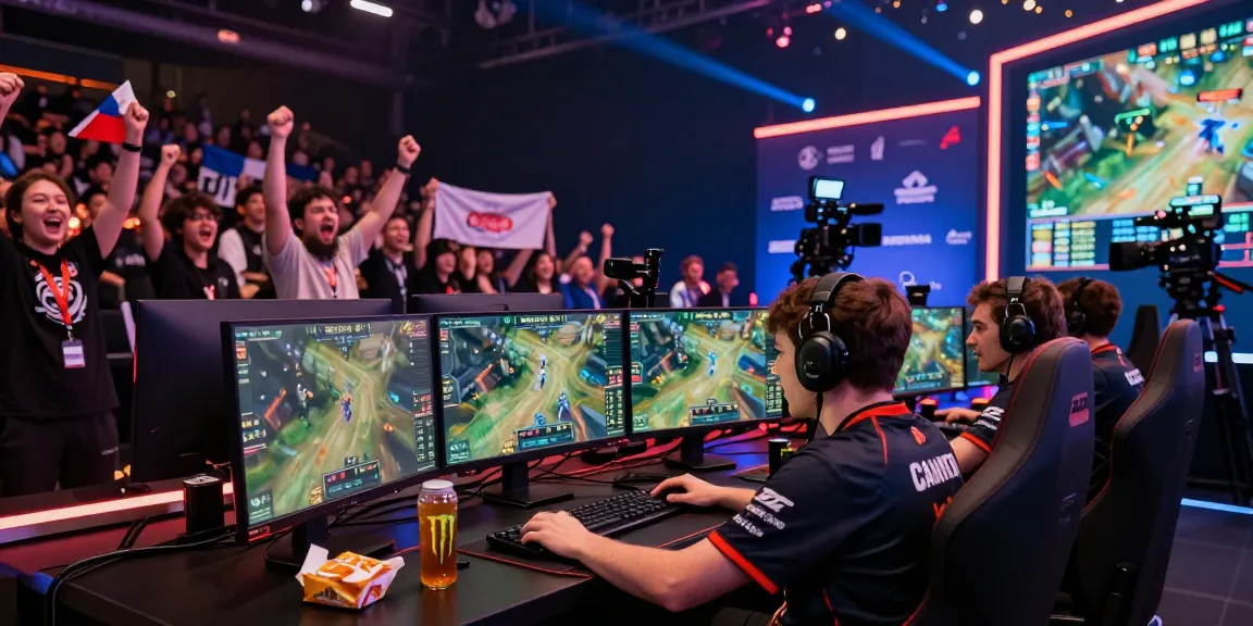 Turnamen esports ligagalaxy dengan gamer profesional dan penonton bersemangat.